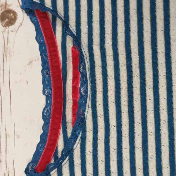 Boden Teal/White Pointelle Shirt 3/4Y - Picture 4 of 6